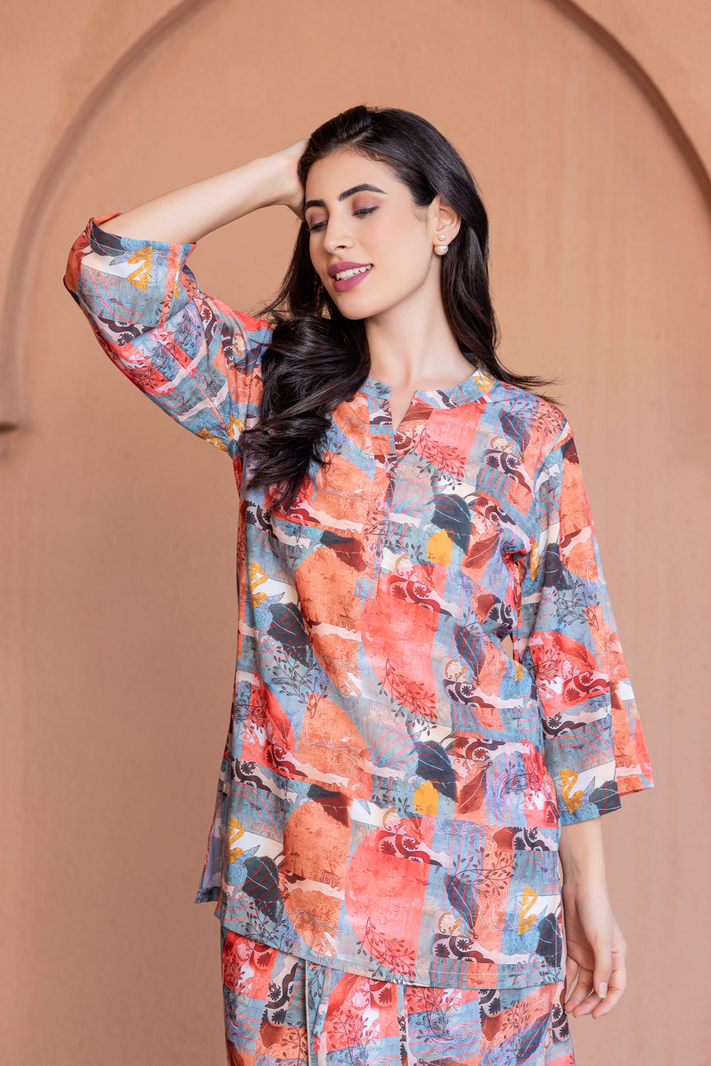 Buy Graphic Print Shirt With Lungi Skirt by Designer AK-OK Online at  Ogaan.com