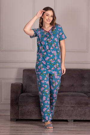 Floral Cotton Pj set with Gathers