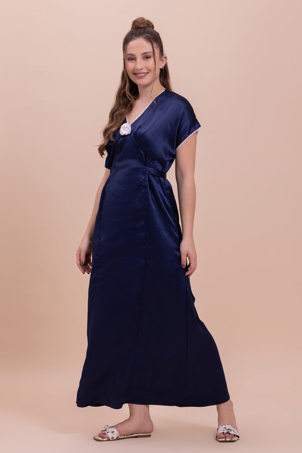 Blue satin nightdress on sale