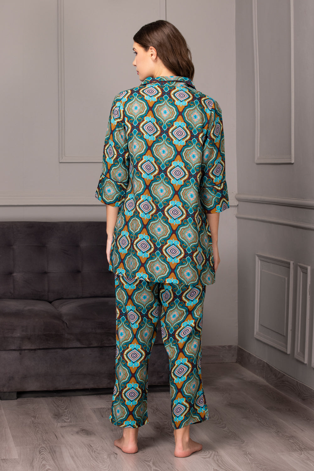 Printed Pj set with Robe