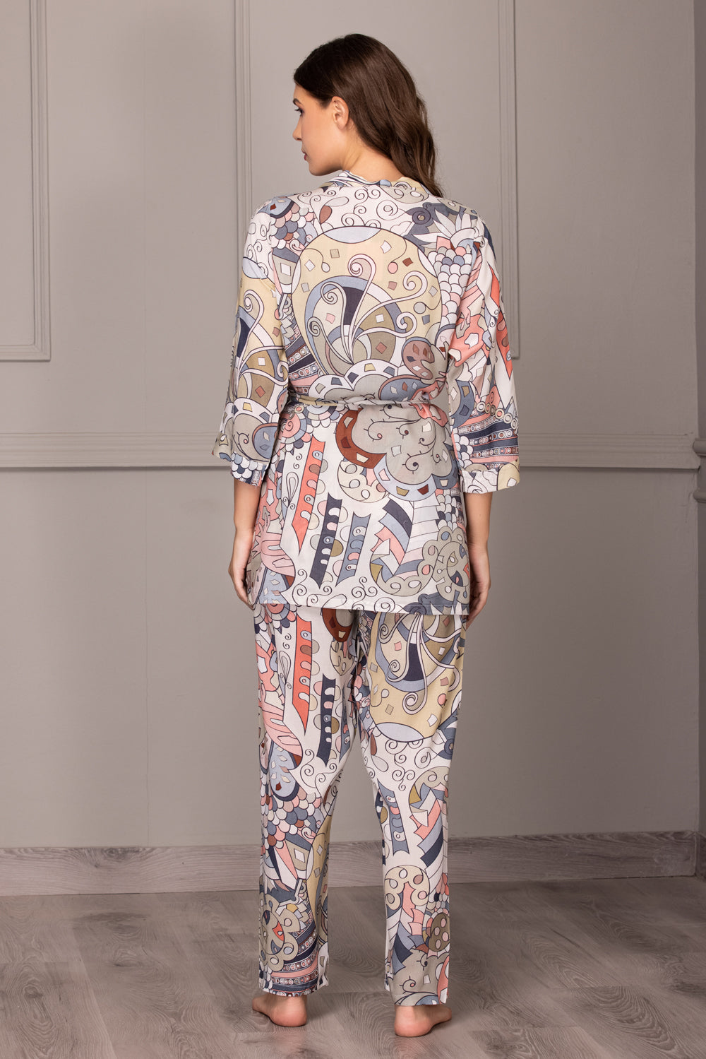 Printed Pj set with Robe