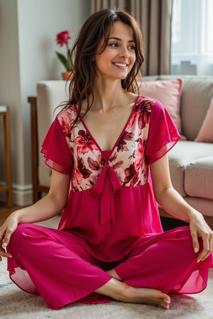 Pink Blush Breeze Chiffon Sleep Set