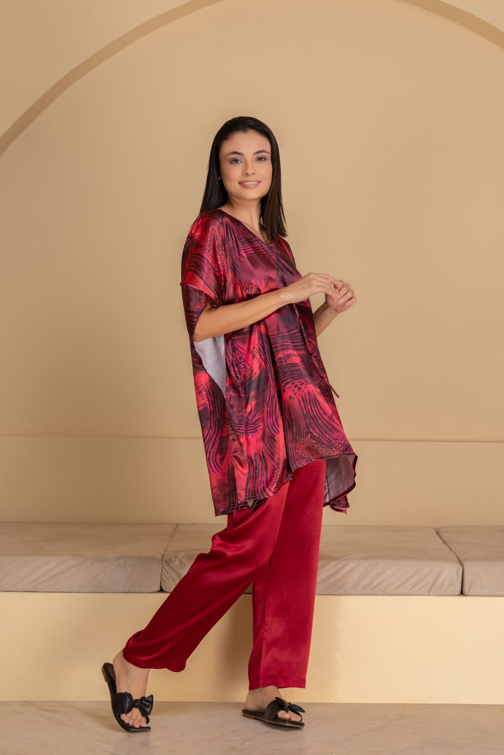 Printed Satin Kaftan