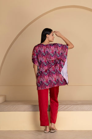 Abstract print Satin Kaftan