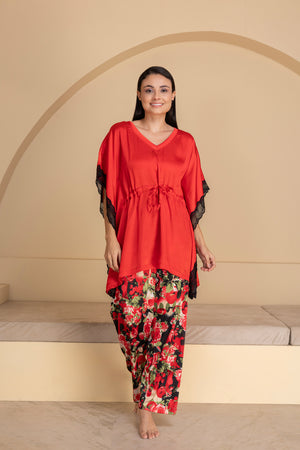 Floral Satin Kaftan