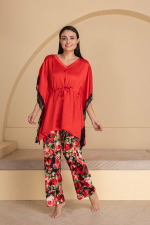 Floral Satin Kaftan