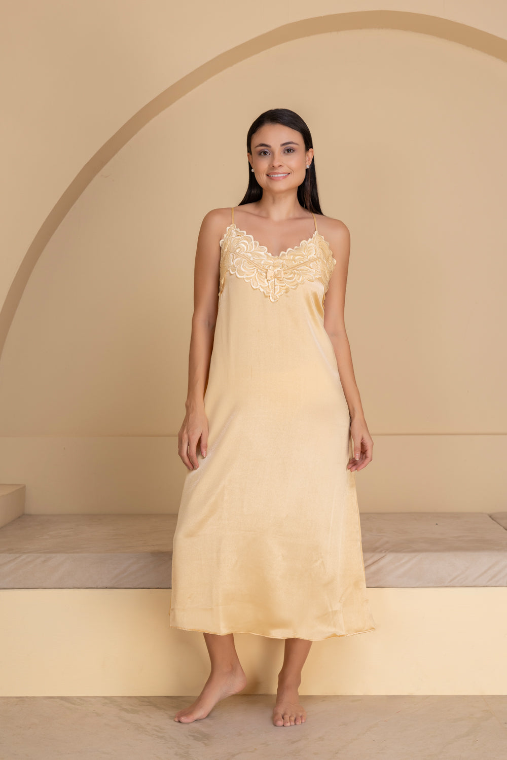 Gold satin Nightgown set