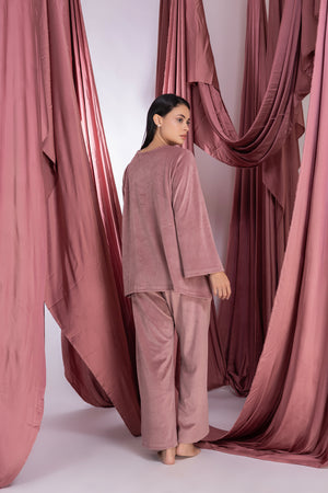 Salmon Pink Velvet Lounger