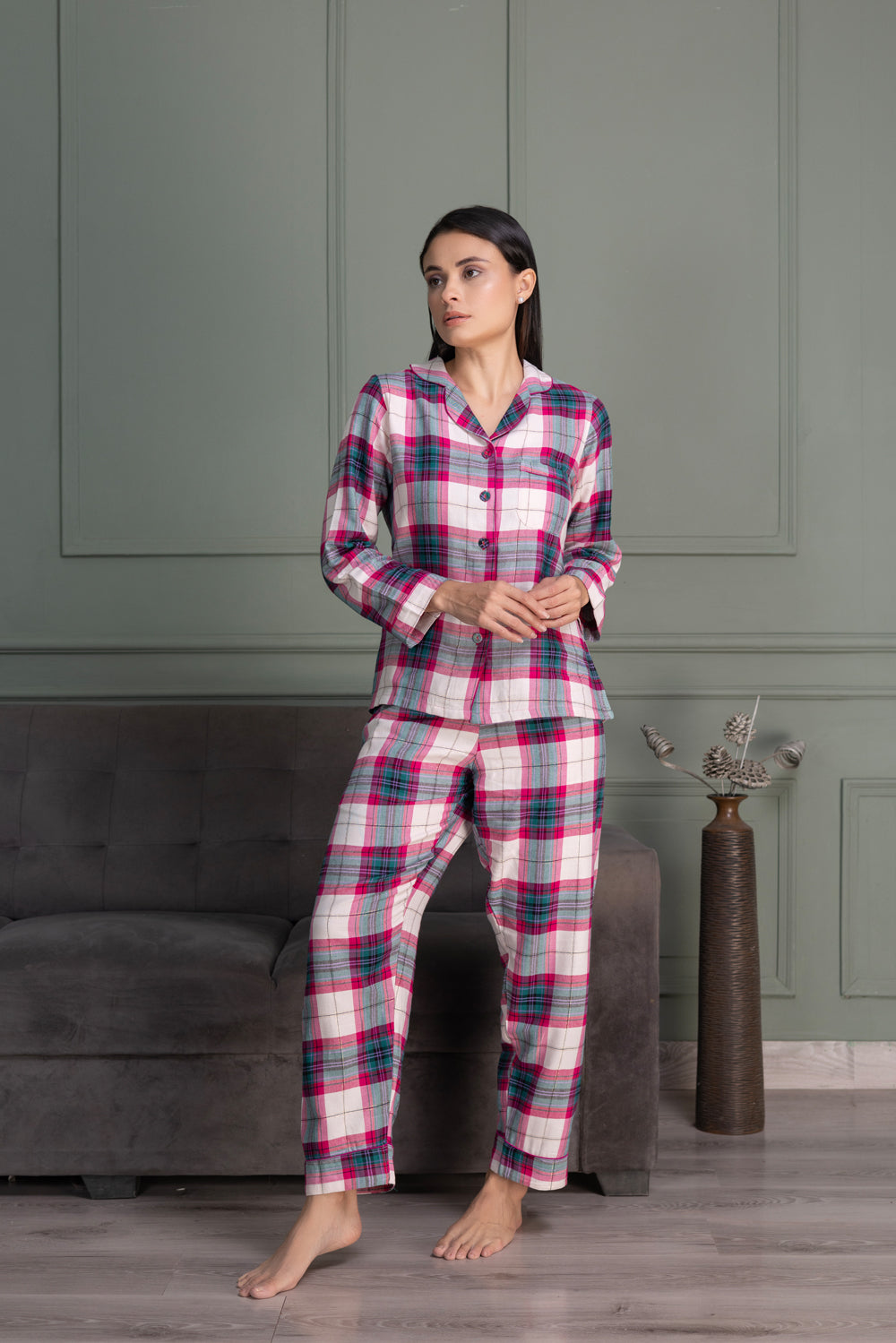 Pj set in Flannel check