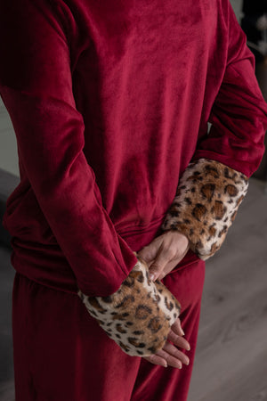 Winter Velvet Pj set with Fur cuffs