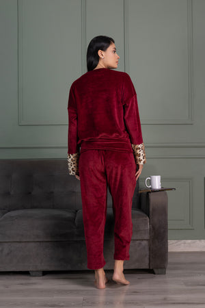 Winter Velvet Pj set with Fur cuffs