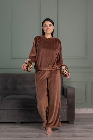 Velvet Track suit with Fur cuffs