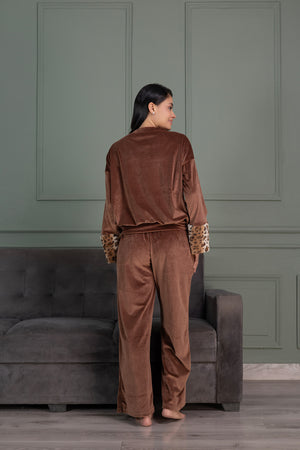 Velvet Track suit with Fur cuffs