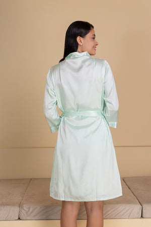 Soft Satin Nightgown set in Mint green