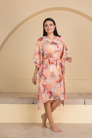 Floral chiffon beach cover up