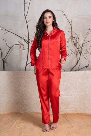 Valentine Red classic collar Pj set