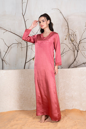 Elegant Satin Nighty in Rust