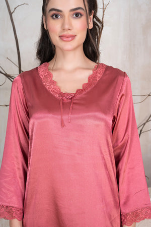 Elegant Satin Nighty in Rust