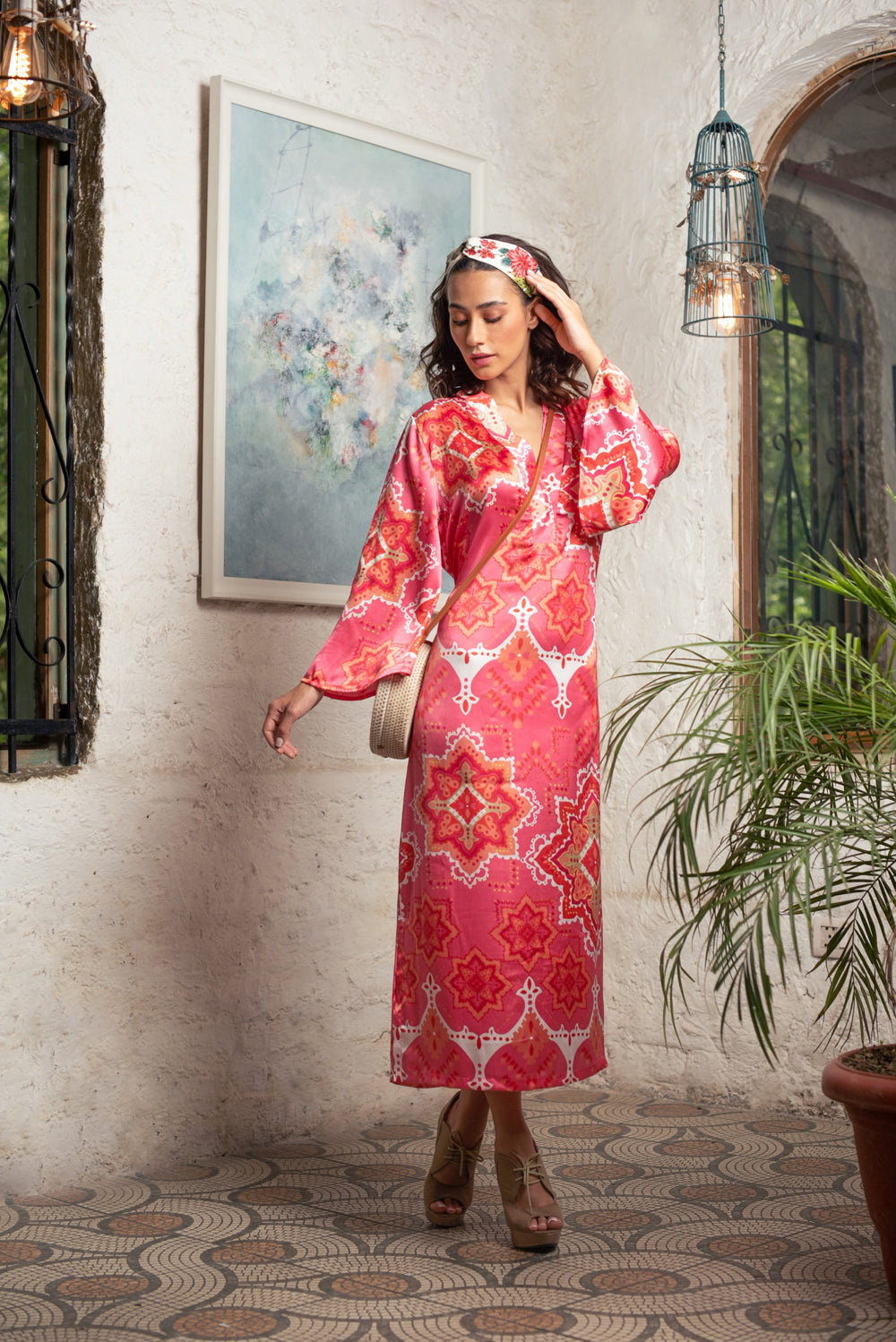 Printed Satin Summer Kaftan