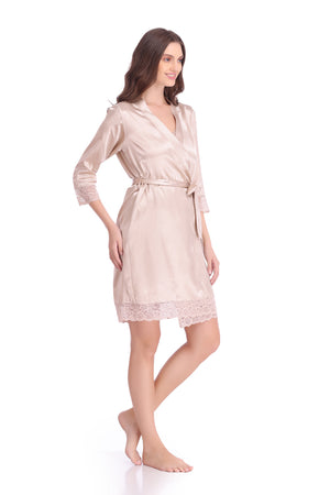 Beige Satin Nightgown set