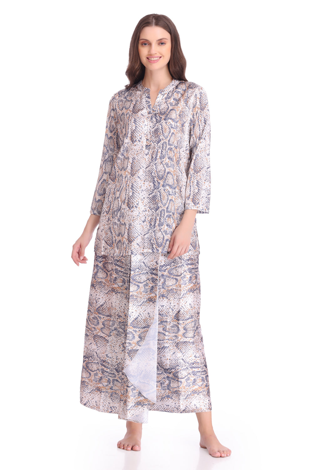 Printed Satin Lungi Kurta