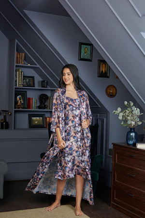 Printed Satin Nightgown set