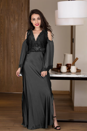 Dressed-to-impress designer black long nighty Private Lives