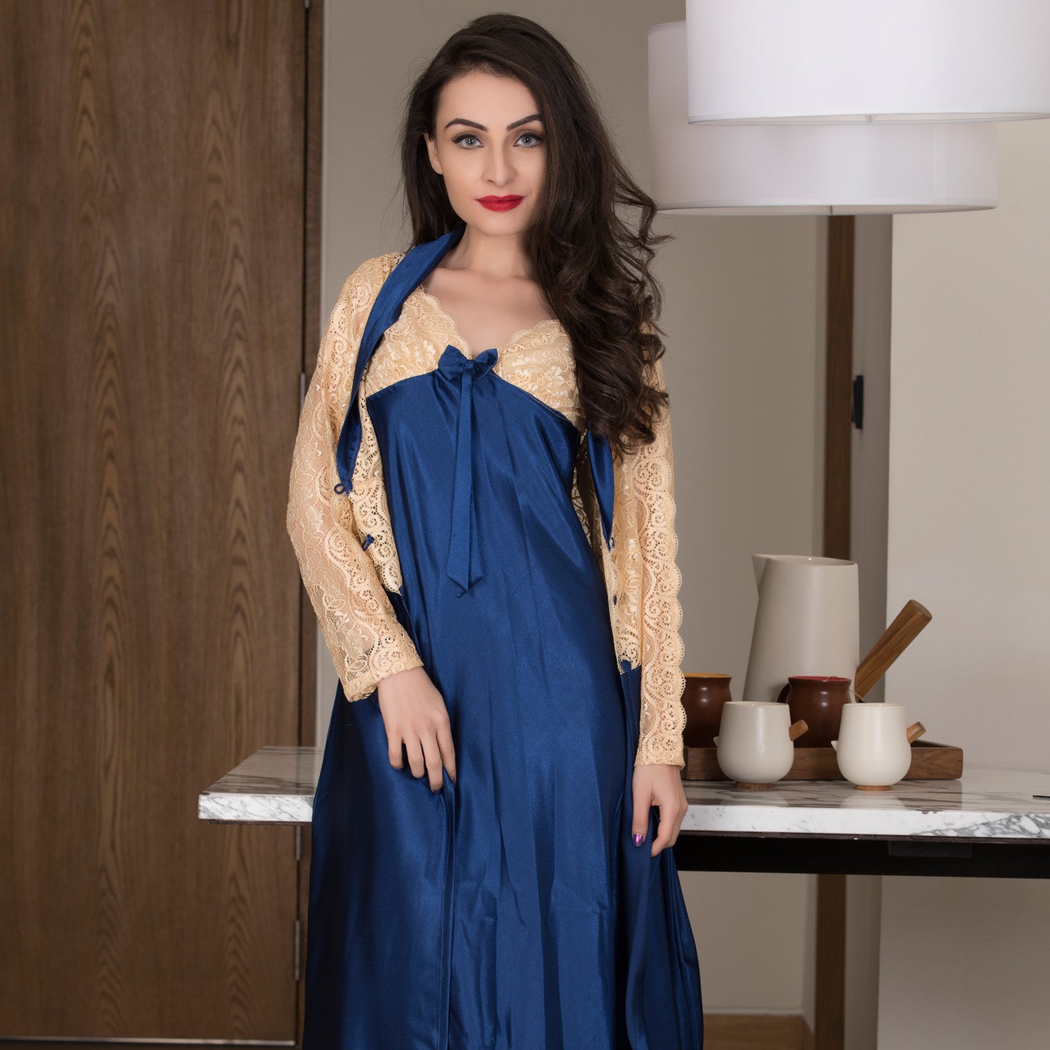 Solid 12 Colours Ladies Satin Nightgown, Half Sleeve at Rs 280/piece in  Mumbai
