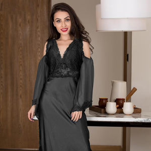 Dressed-to-impress designer black long nighty Private Lives