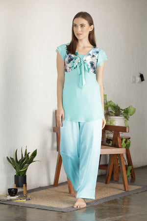 Light Green Chiffon & Satin Night suit Private Lives