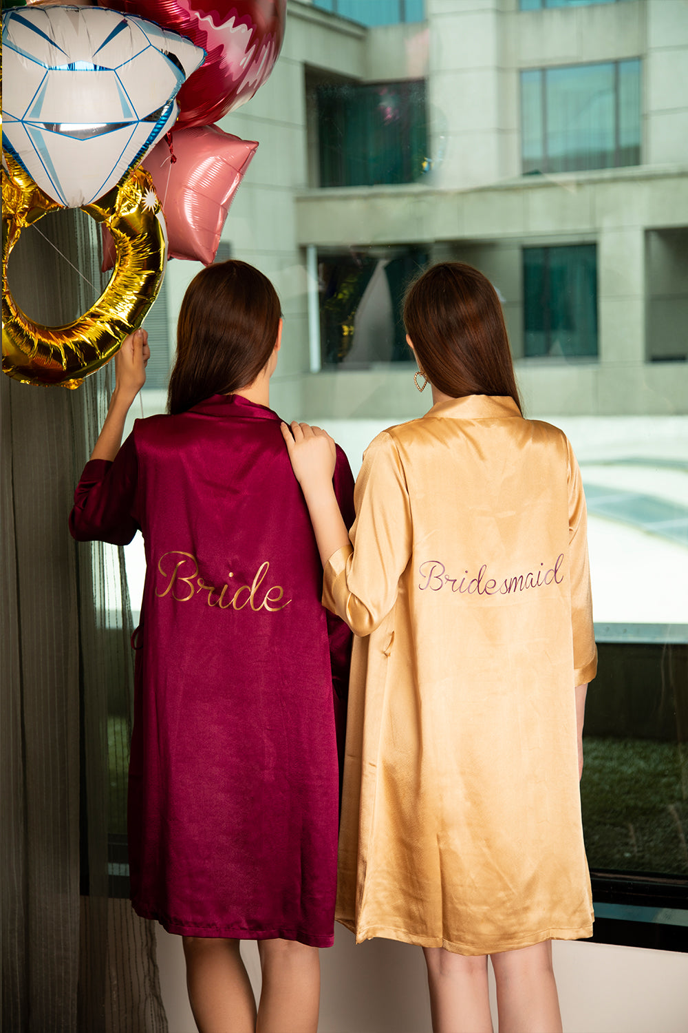 Bride Robe in Satin Wine Color Private Lives