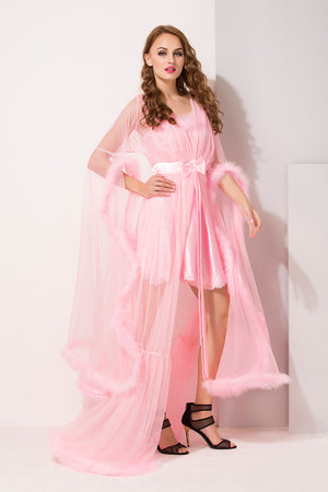 Baby Pink Satin & Net 2Pcs Set - Private Lives