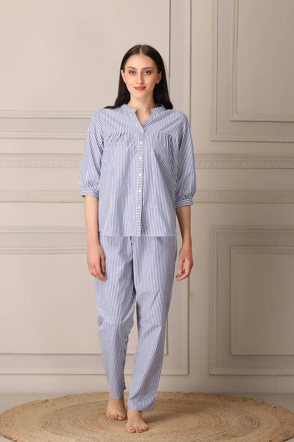 Cotton button through outlet pyjamas