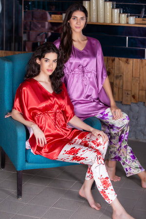 Printed Satin Kaftan Nightsuit Private Lives