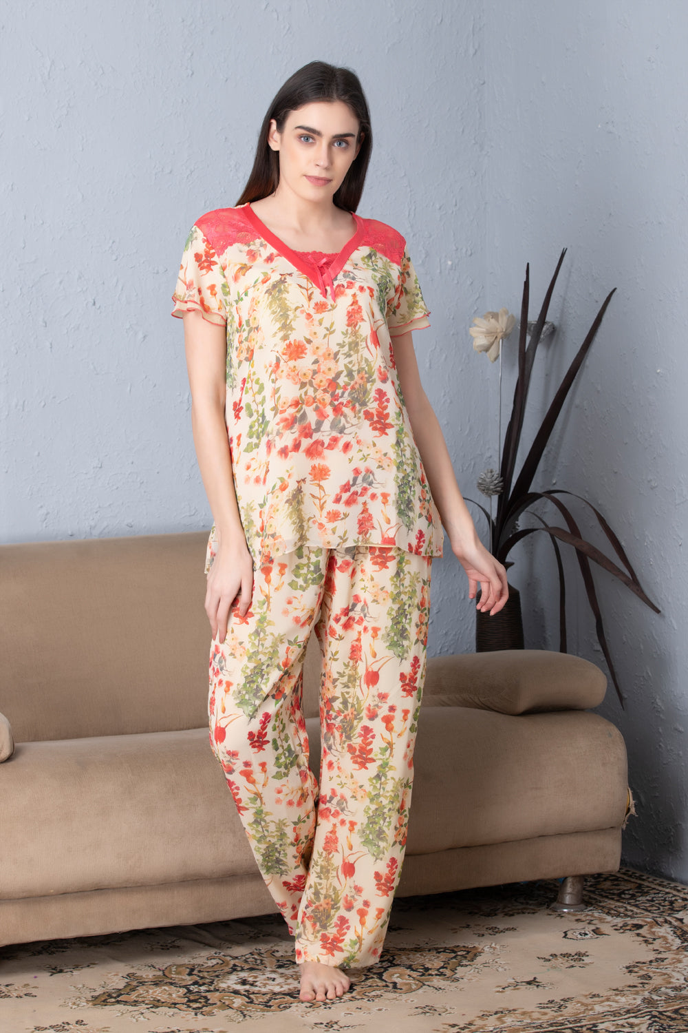 Floral Double chiffon Night suit Private Lives