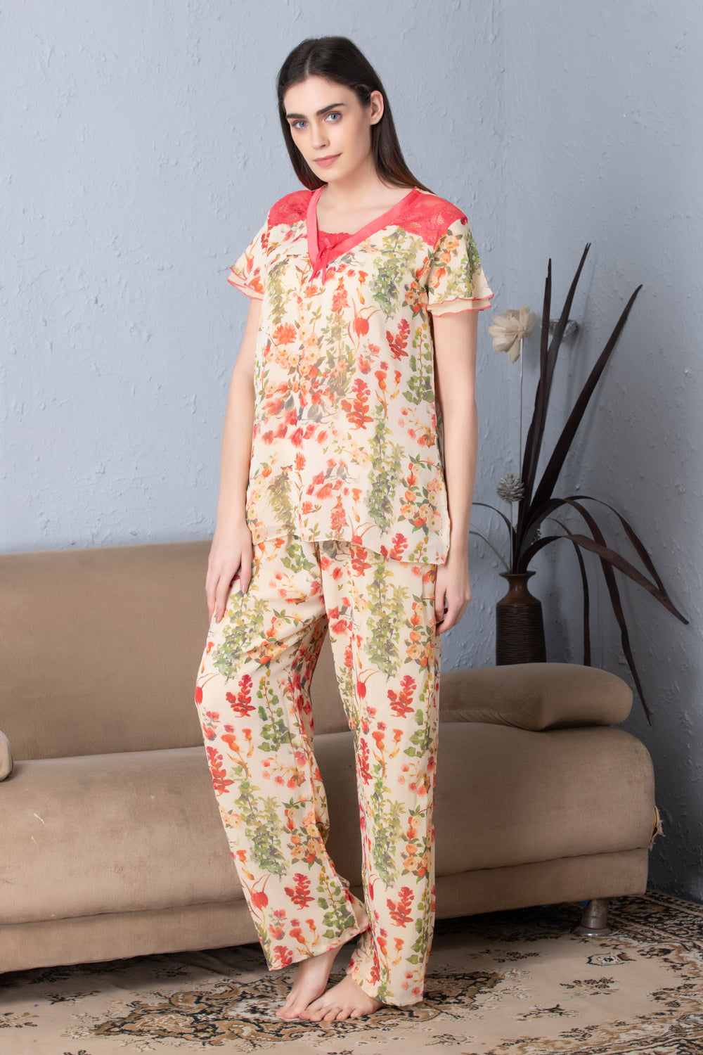 Floral Double chiffon Night suit Private Lives