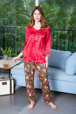 Satin Night suit with printed pyjama Private Lives