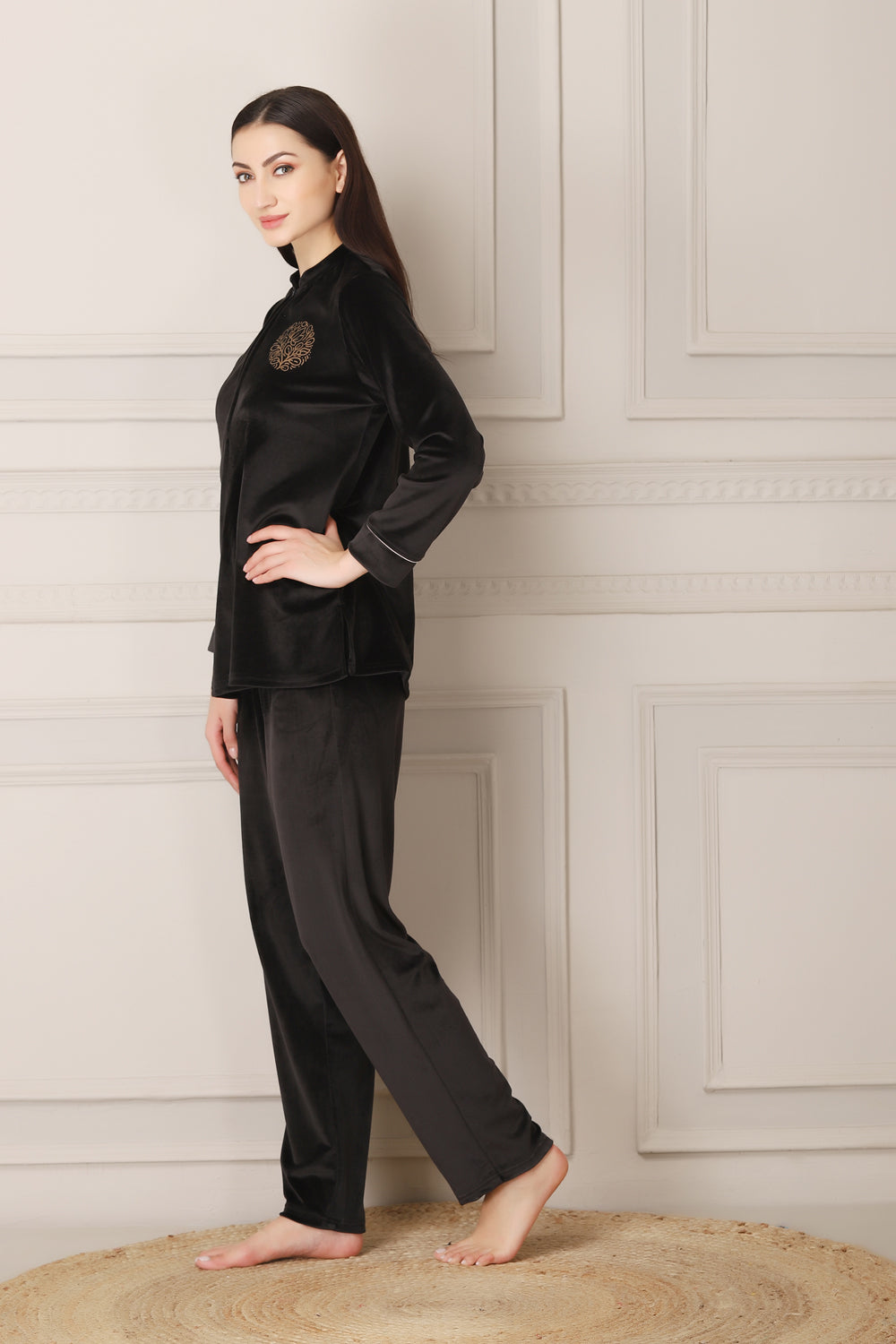 Warm Night suit in Super soft luxe Velvet Black Private Lives