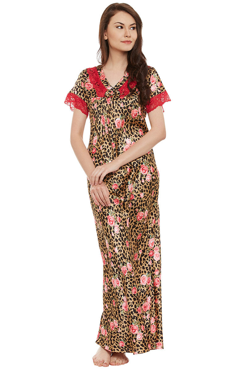 Gold Printed Long Nighty - Private Lives